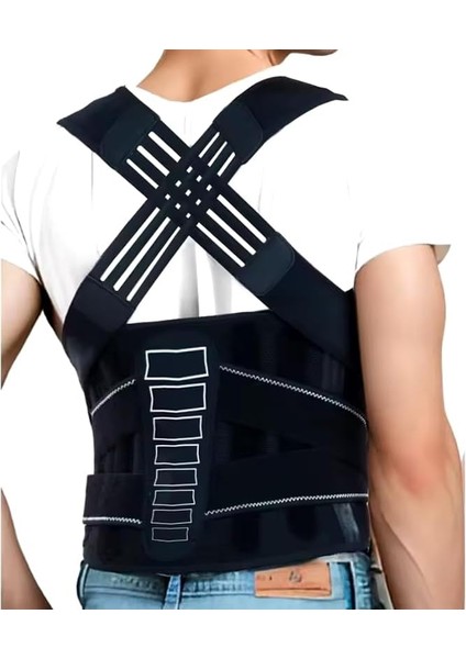 Akselife Balenli Siyah Dik Duruş Korsesi Kadın Erkek Omuz Bel Sırt Korsesi Kambur Önleyici Korse