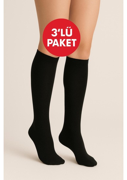 3'lü Paket Opak & Parlak Görünmlü 80 Den Siyah Dizaltı Pantolon Çorap modelleri