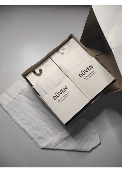 12 Çift Mat Dokulu 40 Den Orta Kalın Mus Beyaz Dizaltı Pantolon Çorap