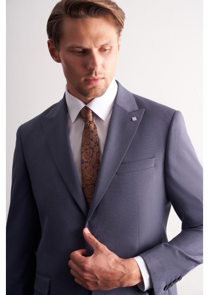 - Lacivert Kırlangıç Yaka Kendinden Desenli Esnek Bel Slim Fit 6 Drop Takım Elbise 1001255168 fırsatları