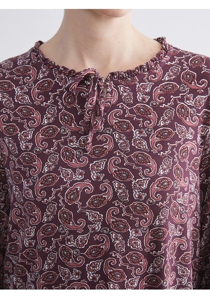 Yeni Sezon Bağlamalı Yaka Desenli Bluz modelleri