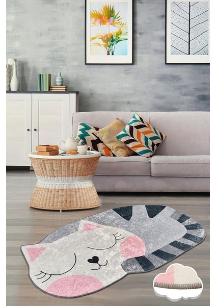 Bıg Cat Dekoratif Halı, Kaymaz Halı, Yıkanabilir., 60 x 100