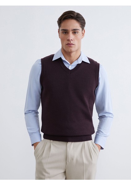 Yeni Sezon Standart Kalıp V Yaka Erkek Triko Süveter