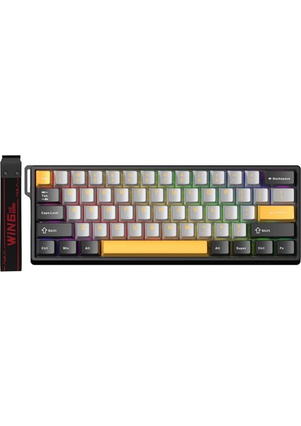 Aula WIN60 He Max Manyetik Klavye Trigger Wing Chun Switch 8000Hz Rgb Tkl Hot Swap Oyuncu Klavyesi Sarı