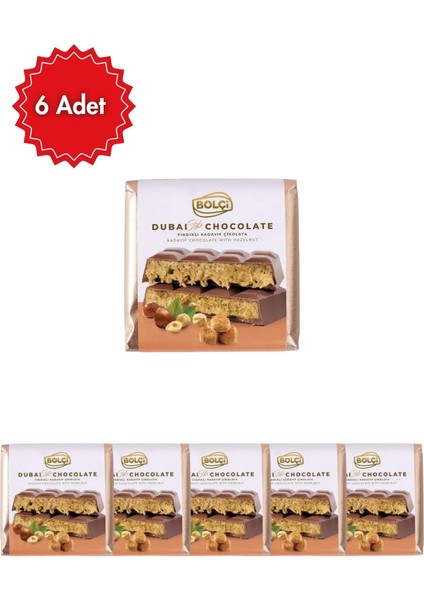 Fındıklı Dubai Çikolatası 100 gr 6'lı Avantaj Paketi (Toplam 600 Gr)