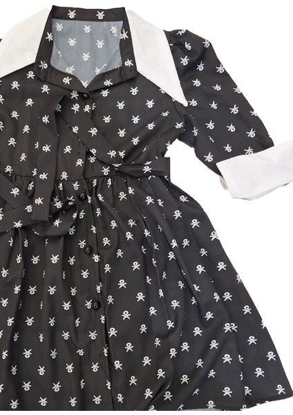 Kız Çocuk Elbise Yaka ve Manşet Detaylı Boydan Düğmeli ve Kuşaklı 7-12 Yaş 12420 fırsatları