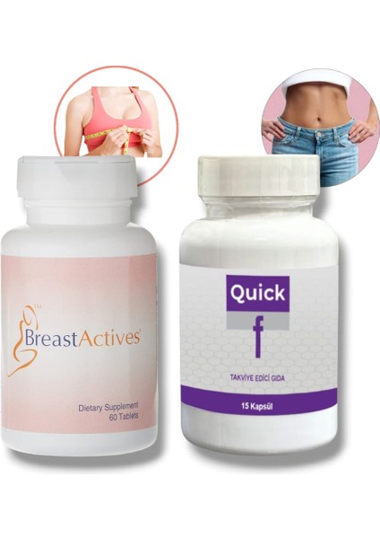 Actives Göğüs Dolgunlaştırıcı Dikleştirici Takviye 60'lı + Quick F Diyet Destekleyici Takviye 15'li