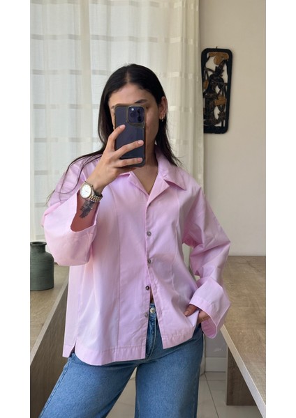 Pembe Poplin Gömlek