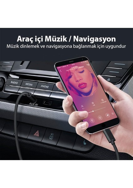 Type-C 3.5 mm Aux Kablosu Araba Için Ses Aktarım Kablosu Kulaklık Araba Bağlantısı Için fiyatları