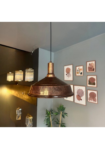 Patina Renk Asaletli Tekli Avize Patina Başlık Retro Sarkıt Lamba Restoran Salon Aydınlatma modelleri