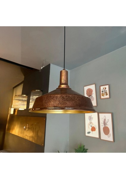 Patina Renk Asaletli Tekli Avize Patina Başlık Retro Sarkıt Lamba Restoran Salon Aydınlatma indirimleri