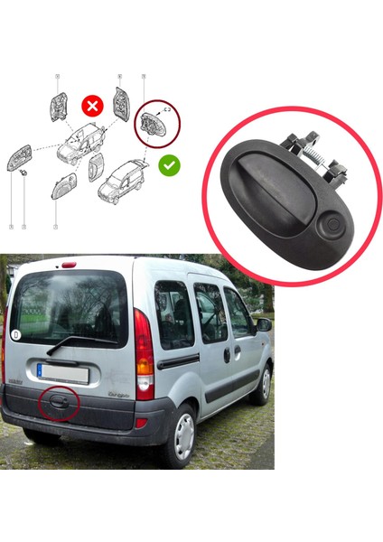 Renault Kangoo Kc Express Fc Nissan Kubistar Mk1 X76 Için Tek Kapı Arka Bagaj Açma Kapı Kolu Siyah fırsatları