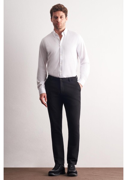 Siyah Yan Cep Düz Paça Pamuklu Slim Fit Chino Casual Pantolon 1003255161 fiyatları
