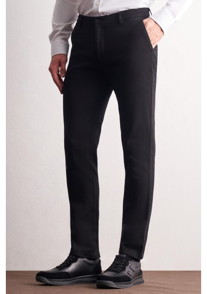 Siyah Yan Cep Düz Paça Pamuklu Slim Fit Chino Casual Pantolon 1003255161 modelleri