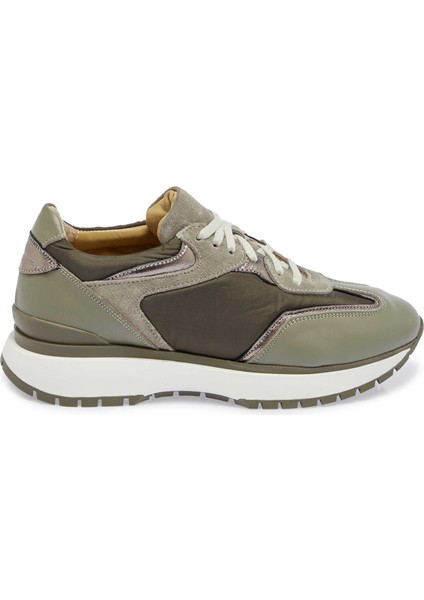 Yeşil Deri-Tekstil Kadın Sneaker - K24I1AY67492-H48