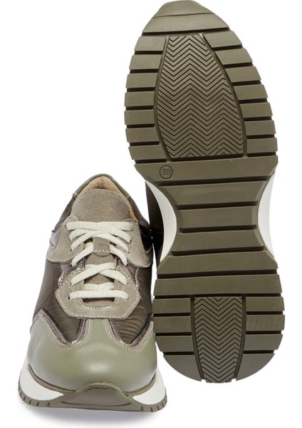 Yeşil Deri-Tekstil Kadın Sneaker - K24I1AY67492-H48