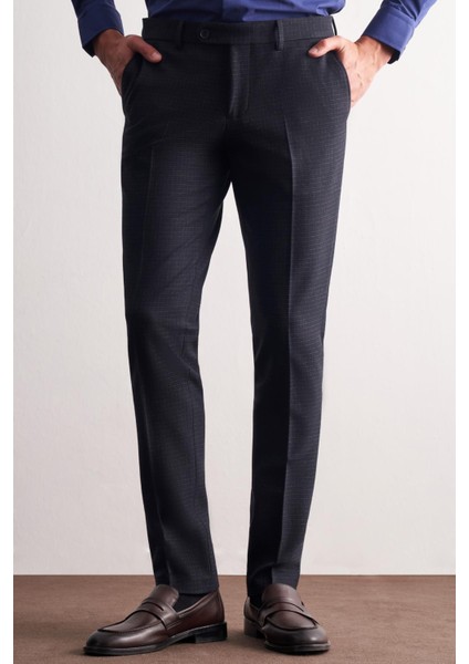 Lacivert Yan Cep Açık Paça Esnek Slim Fit Classic Classic Pantolon 1003255163