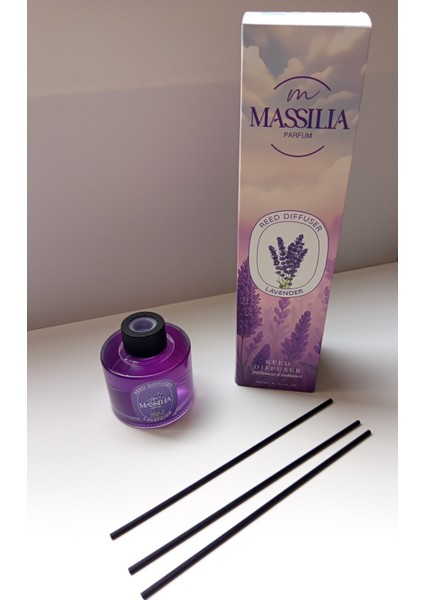 Lavanta Çubuklu Massılıa Oda Kokusu 100 ml Lavanta Aromalı Siyah Çubuklarla Kalıcı Etki
