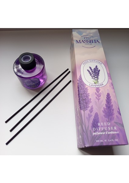 Lavanta Çubuklu Massılıa Oda Kokusu 100 ml Lavanta Aromalı Siyah Çubuklarla Kalıcı Etki fırsatları