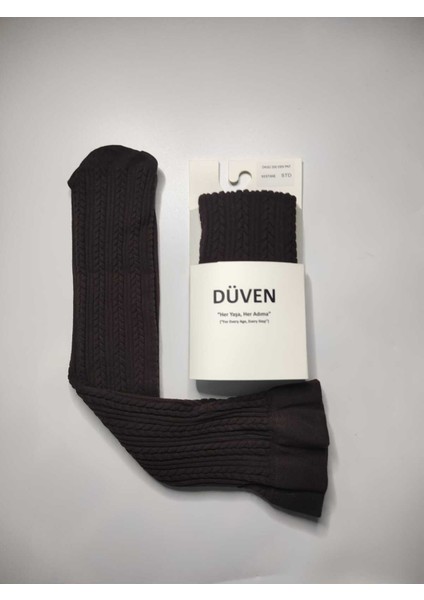 2'li Paket Yumuşacık Dokusu Klasik Örgü Deseniyle Kalın Kışlık Kestane Rengi Dizaltı Çorap fiyatları