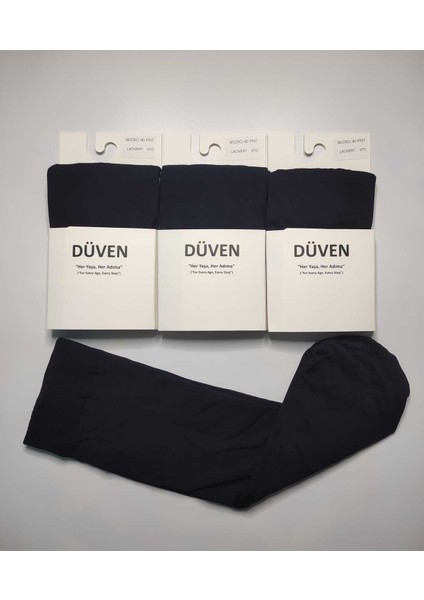 Mat Dokulu 40 Den Orta Kalın Mus Lacivert 3'lü Dizaltı Pantolon Çorap modelleri