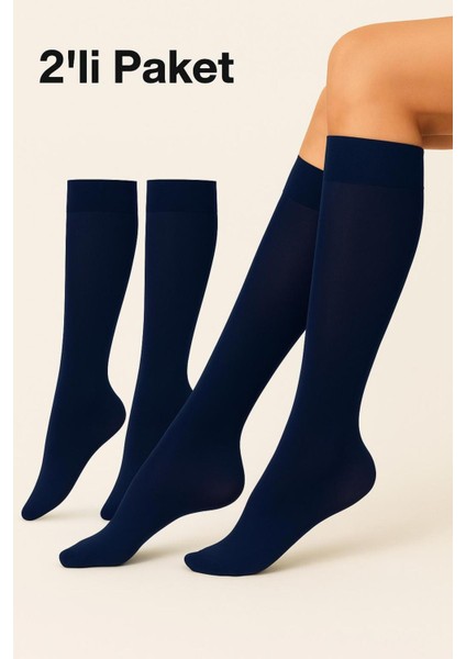 2'li Kadın Diz Altı Pantolon Çorap Orta Kalın Micro 40 Denye Lacivert Mat Mus Çorap fiyatları
