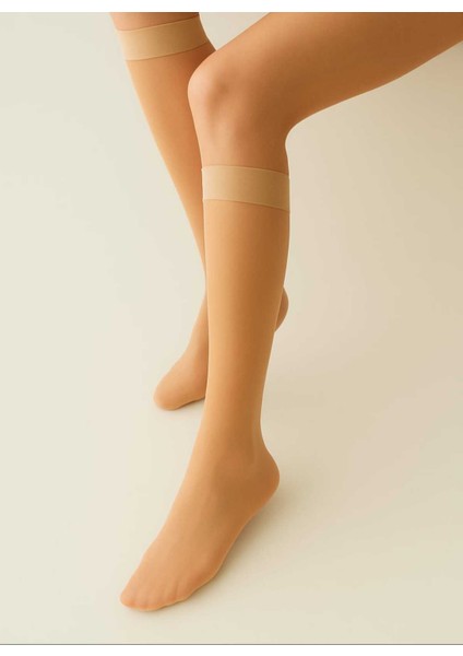 Kadın Diz Altı Pantolon Çorap Orta Kalın Micro 40 Açık Ten Mat Mus Çorap