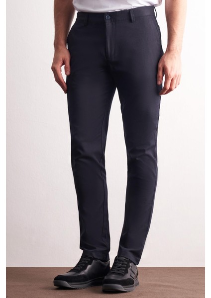 Lacivert Yan Cep Düz Paça Pamuklu Slim Fit Chino Casual Pantolon 1003255165 modelleri