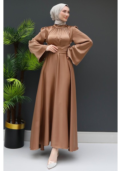 Nazlı Tesettür Elbise Sütlükahve