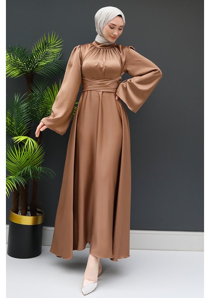 Nazlı Tesettür Elbise Sütlükahve fiyatları