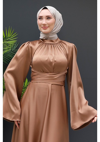 Nazlı Tesettür Elbise Sütlükahve indirimleri