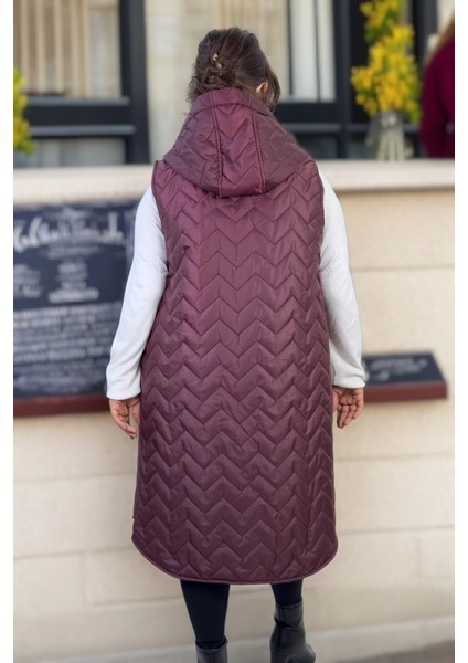 Kapüşonlu Cepli Astarlı Ara Boy Papitone Büyük Beden Şişme Yelek fiyatları