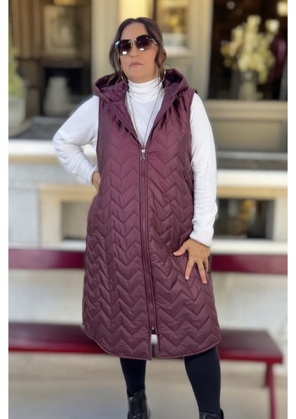 Kapüşonlu Cepli Astarlı Ara Boy Papitone Büyük Beden Şişme Yelek fırsatları