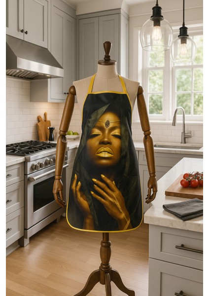 Dijital Baskılı Su Sıvı Geçirmez Leke Tutmaz Mutfak Önlüğü Aurora