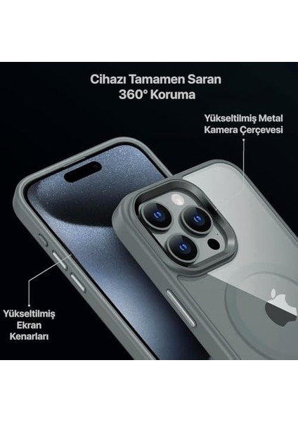 16 Pro Için Super-Crystal ile Uyumlu Kılıf Arkası Berraklığında Cam Görünüm Kenarları Darbe Emici Silikon Kılıf (Titanyum Gri, 16 Pro) fiyatları