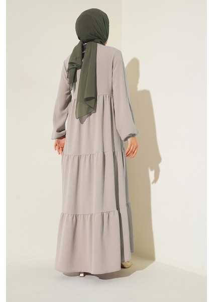 1627 Yaka Bağcıklı Tesettür Elbise - Taş modelleri