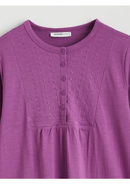 Yeni Sezon Bisiklet Yaka Nakışlı Bluz fiyatları