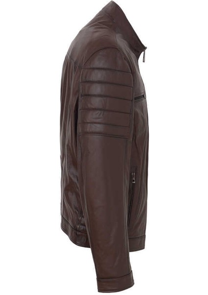 Kahve Hakiki Deri Erkek Hakiki Deri Mont - E24BDM310558-Q4Q