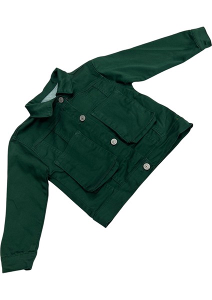 Kız Çocuk /erkek Çocuk Sırtı Ayıcık Detaylı Düğme Kapamalı Petrol Yeşili Renk Ceket fiyatları