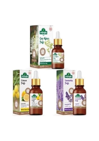 Arifoğlu Çay Ağacı Yağı 10ML + Lavanta 20ML + Limon Yağı 20ML