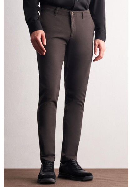 Haki Yan Cep Düz Paça Pamuklu Slim Fit Chino Casual Pantolon 1003255160
