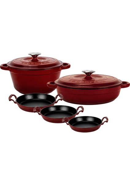 Döküm Bordo 7 Parça Tencere & Tava Seti – Göz Alıcı Renk, Eşsiz Lezzet
