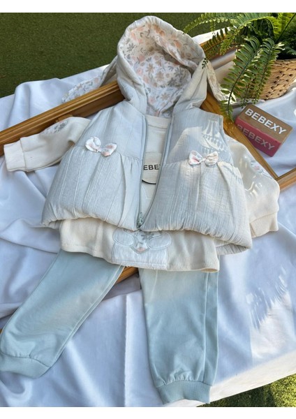 Fiyonklu Yelekli Takım 3'lü