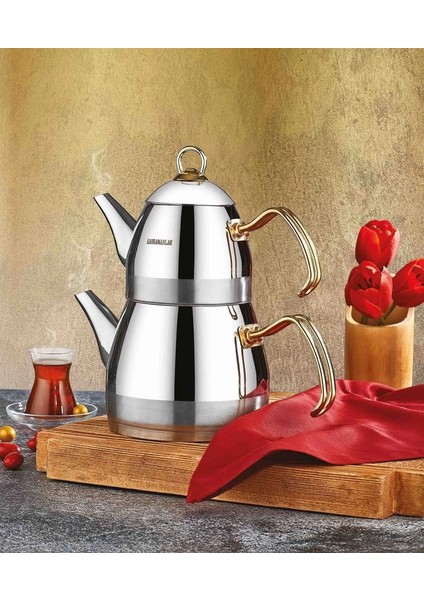 Heyf Kahramanlar Roma Ortaboy Gold Çaydanlık 1037G