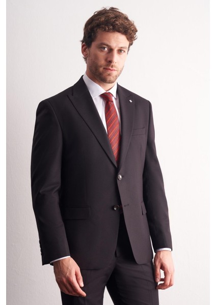 Siyah Kırlangıç Yaka Kendinden Desenli Esnek Bel Slim Fit 6 Drop Takım Elbise 1001255167 fiyatları