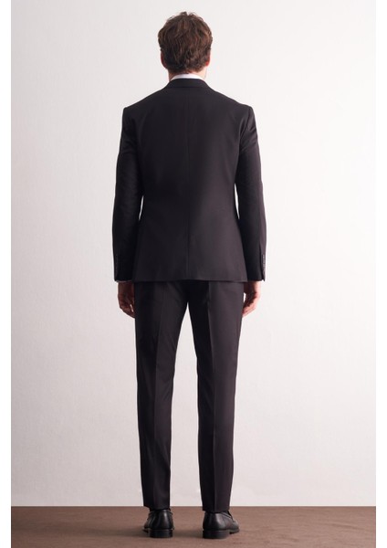 Siyah Kırlangıç Yaka Kendinden Desenli Esnek Bel Slim Fit 6 Drop Takım Elbise 1001255167 indirimleri