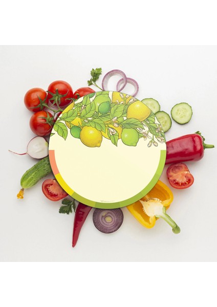 Cam Kesme Tahtası ve Sunumluk Yuvarlak Vintage Lime 30X30 cm modelleri