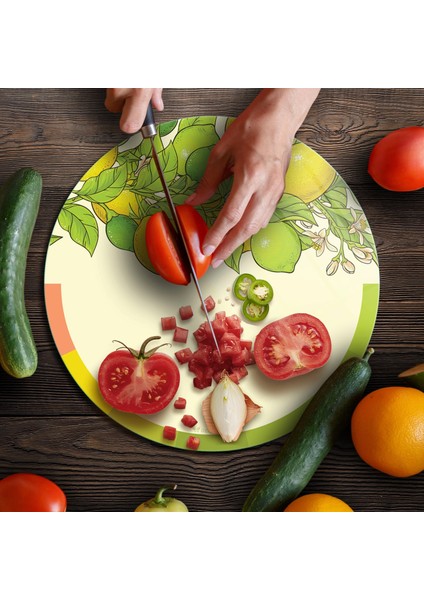 Cam Kesme Tahtası ve Sunumluk Yuvarlak Vintage Lime 30X30 cm fırsatları