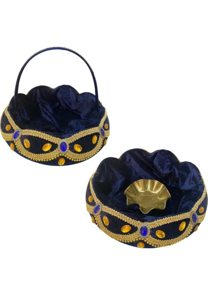 Lacivert Kına Sepet Tepsi Takımı