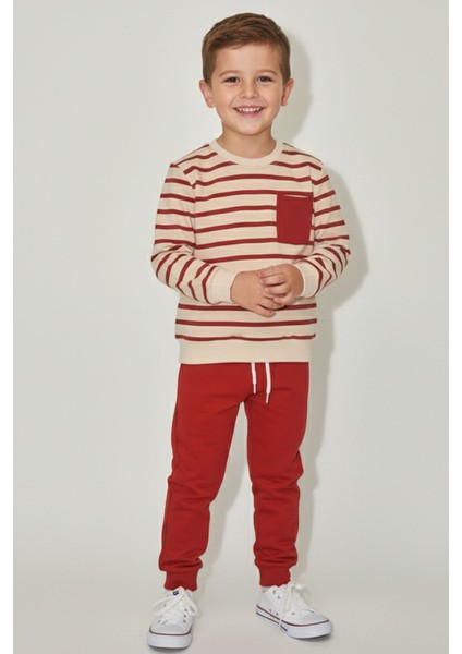 Erkek Çocuk Çizgili Supreme Kumaş Cep Detaylı Paça Ribanalı Takım - 1039698